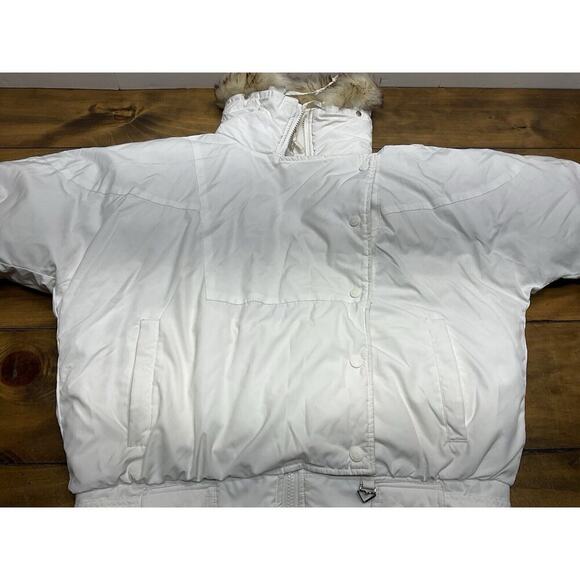 Vintage Obermeyer Sport Puffer Down Ski Parka Jacket White Fur Collar Size 8 - Picture 3 of 16
